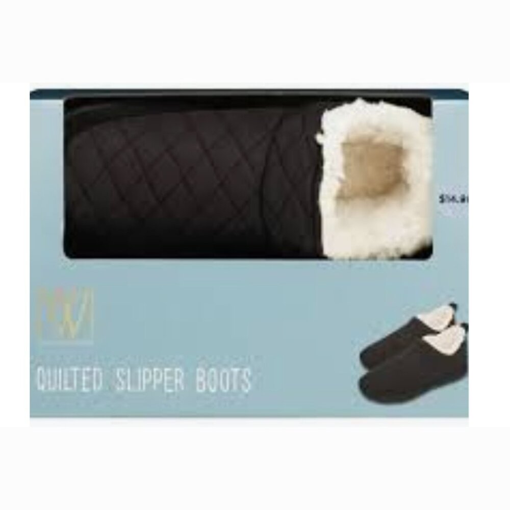 WAYLAND QUILTED SLIPPERS BOOTS FAUX FUR LINING